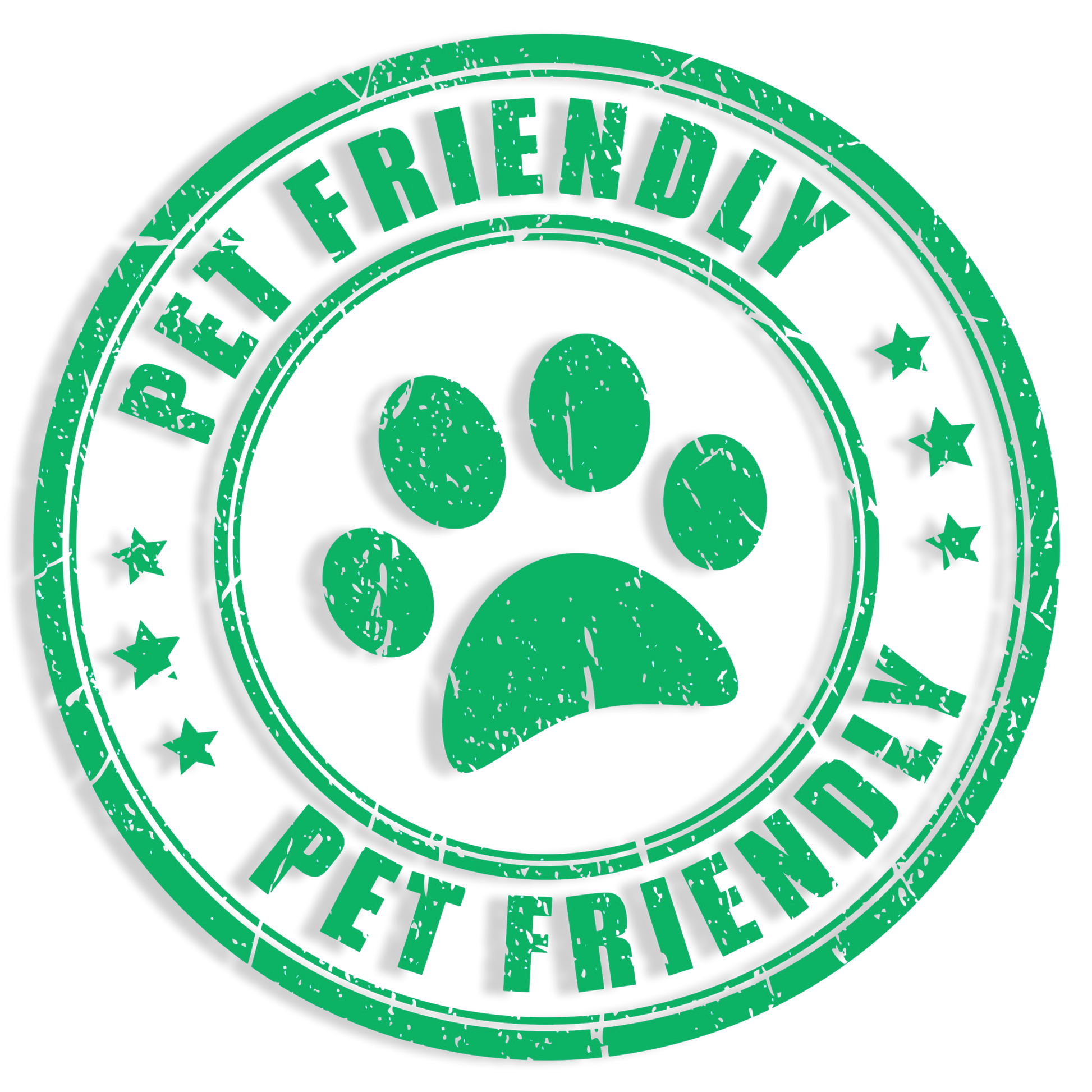 Pet Friendly seal symbol in a round format