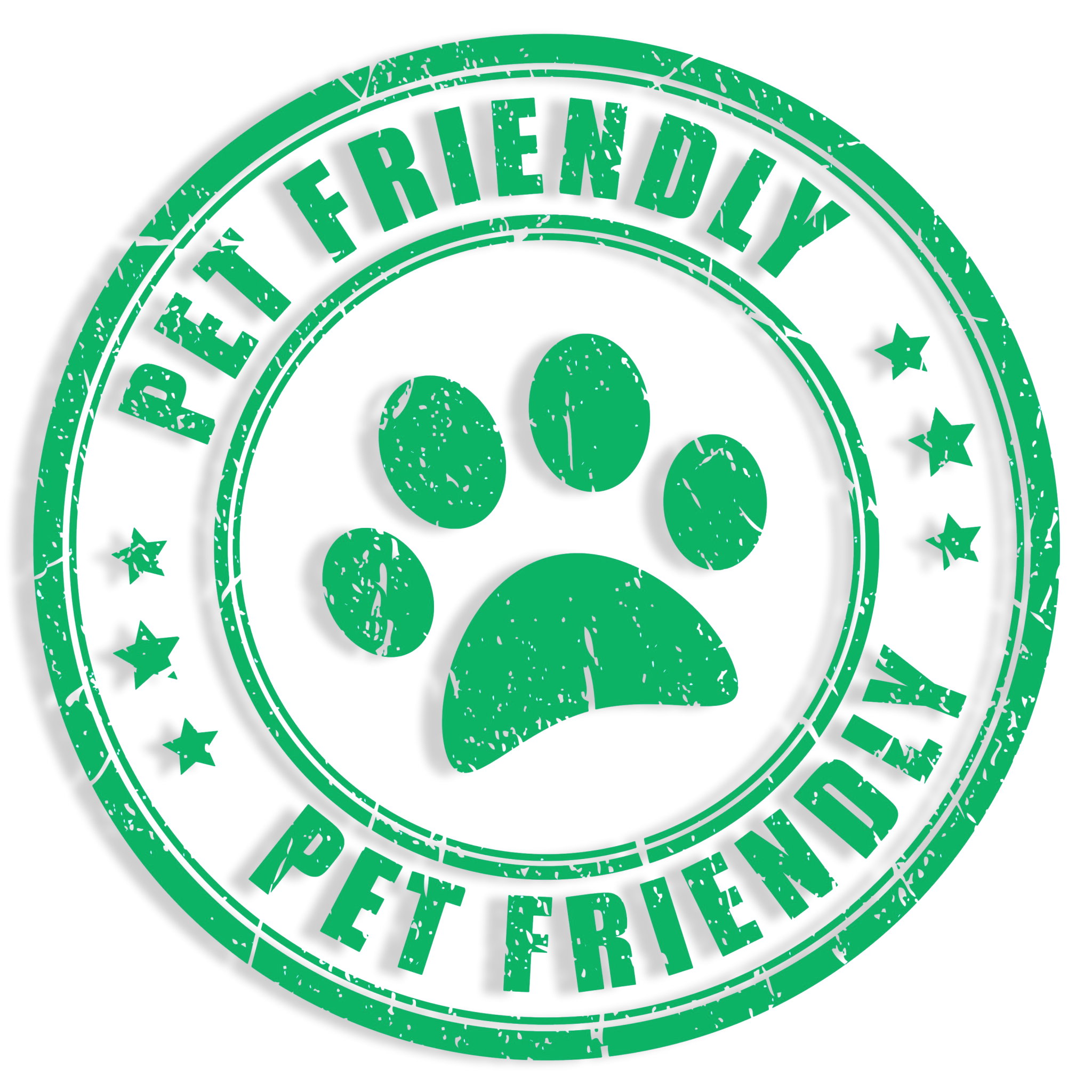 Pet Friendly seal symbol in a round format