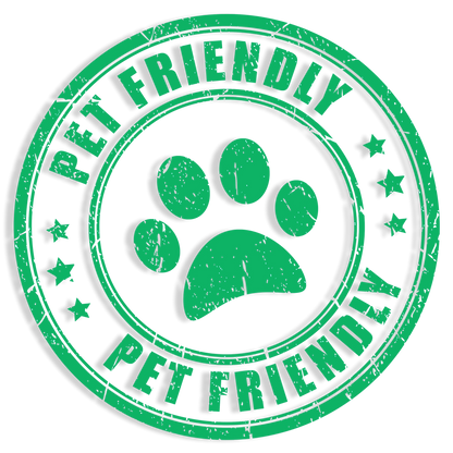Pet Friendly seal symbol in a round format